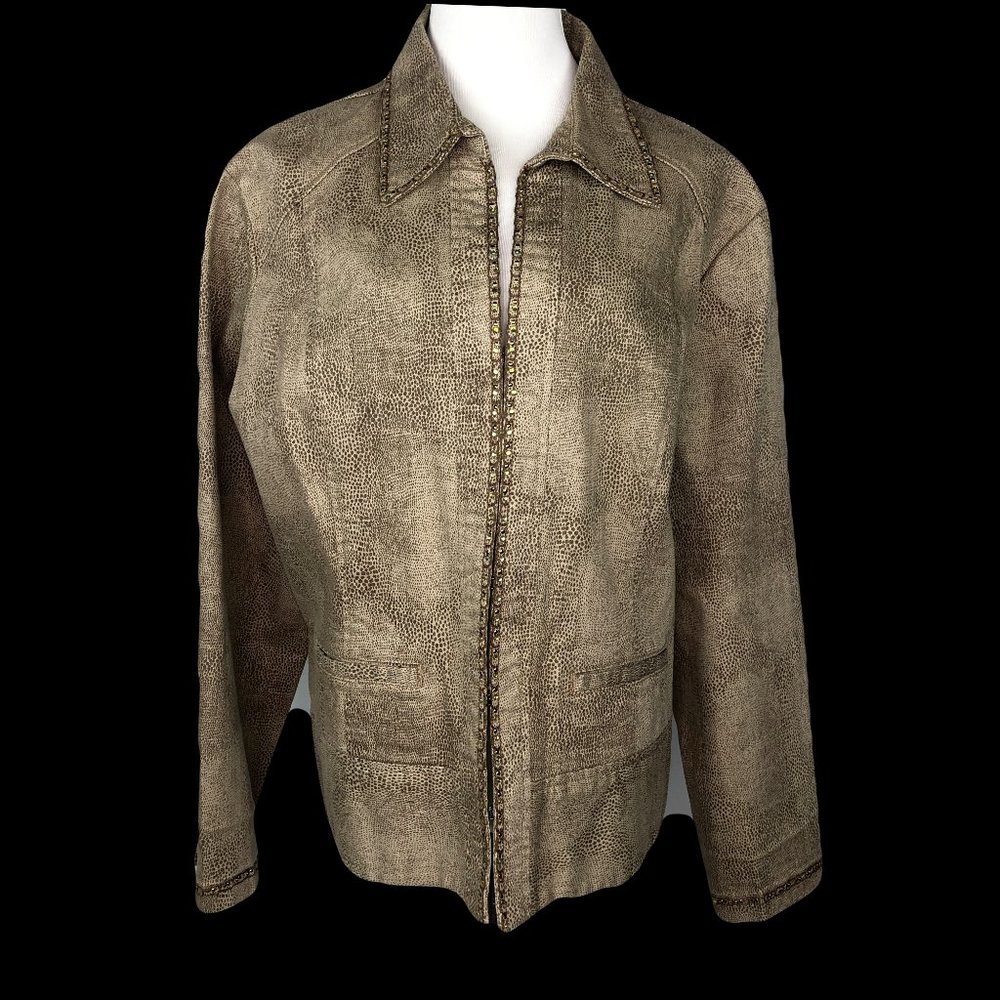 Chico’s Platinum Snake Print Jacket